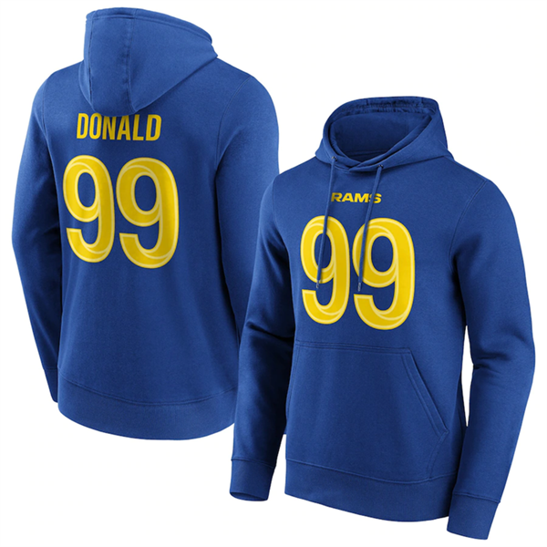 Men's Blue Los Angeles Rams #99 Aaron Donald Hoodie